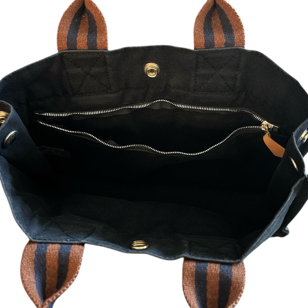 HERMES HERMES Canvas Fourre Tout PM Tote Bag in Navy Blue & Brownish-Red - Picture 9 of 15